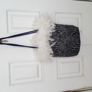 Navy Animal print denim tote /handbag